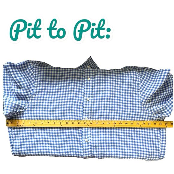 Michael Allens Shirt Mens XXL 100% Linen Blue Button Down Gingham Prep Heritage - Picture 10 of 15